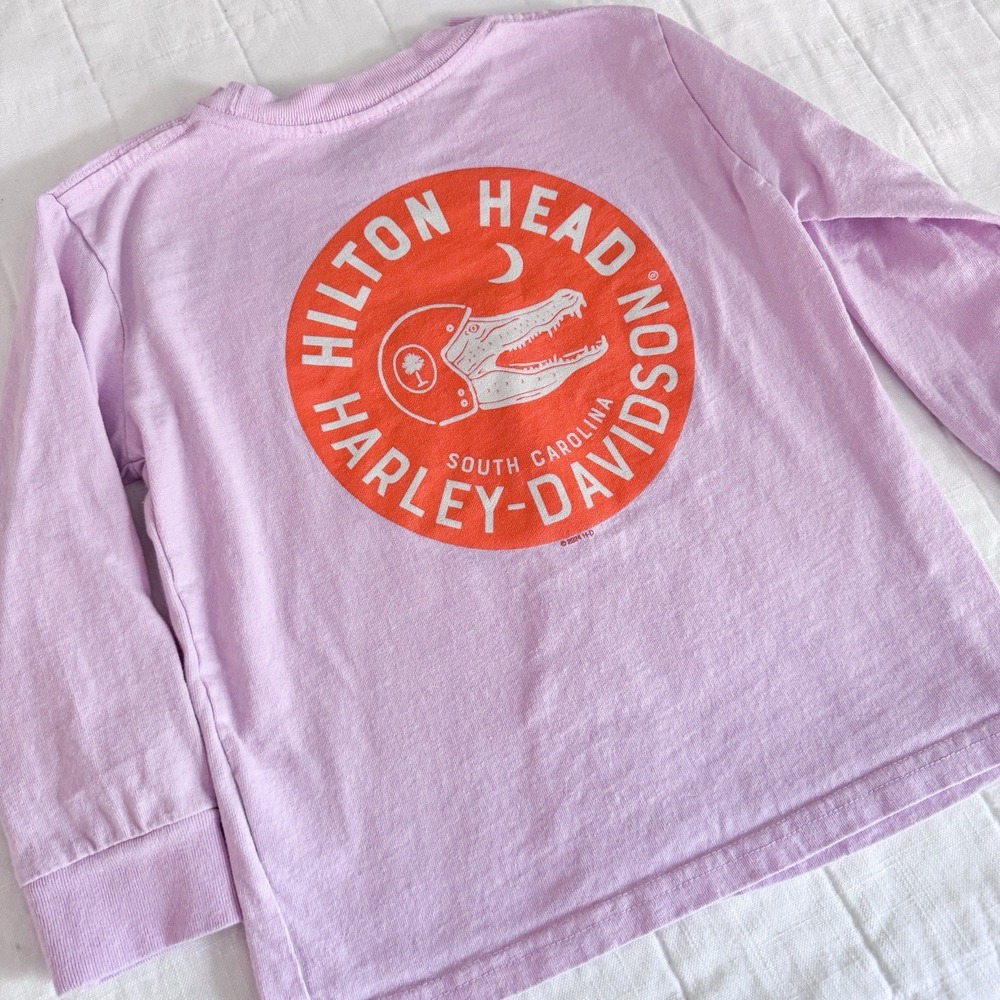 Harley Davidson‎ Girls Long Sleeve Shirt Kids 5/6 Pink. Hilton Head - Picture 6 of 7